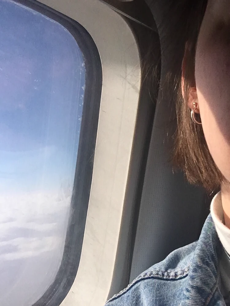 Looking out of an airplane window