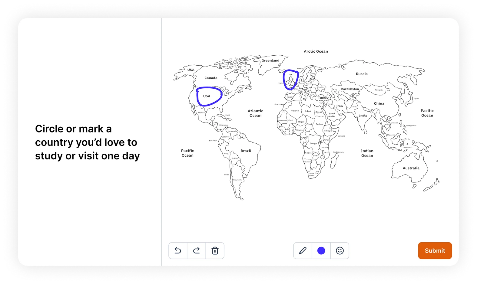 Class activity example: a map activity